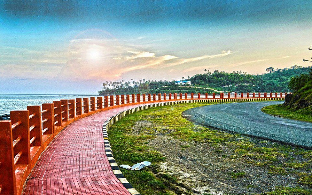 a view of a curved road near the science centre in the evening, Mazarpahad, Port Blair